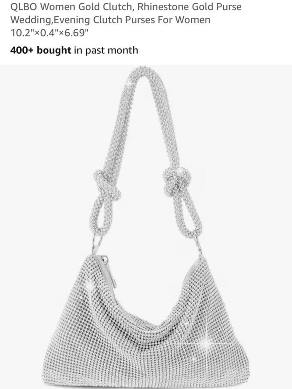 Silver Rhinestone Knot-Handle Shoulder Bag